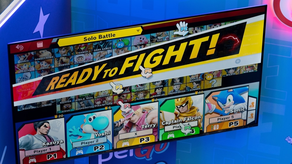 Der Charakterauswahl-Bildschirm von Super Smash Bros.
