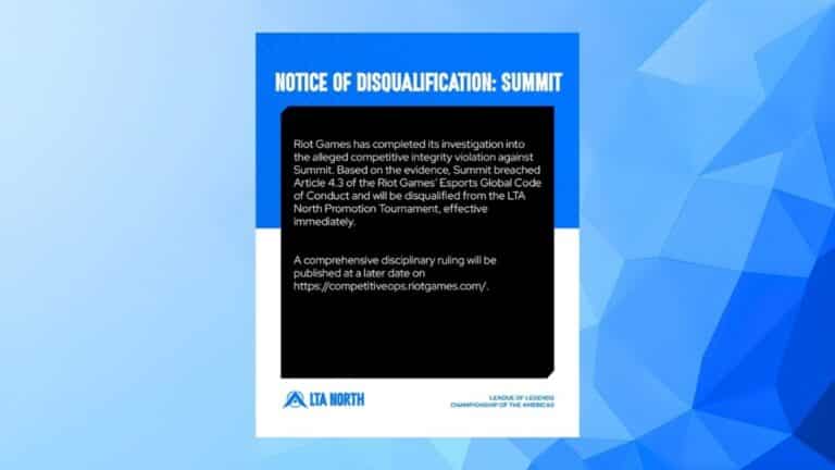 Riot disqualifiziert Summit aus LTA North Promotion