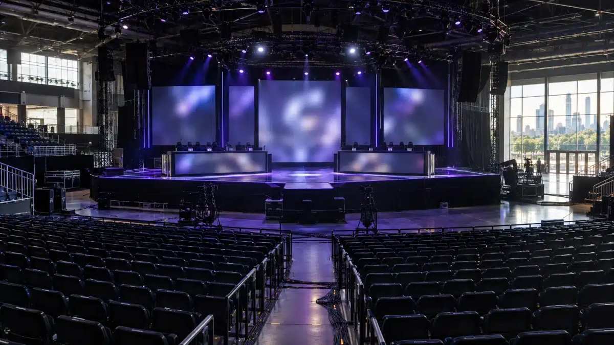 Leere E-Sport-Arena in Austin, vorbereitet für das VCT-Champions-Event 2027