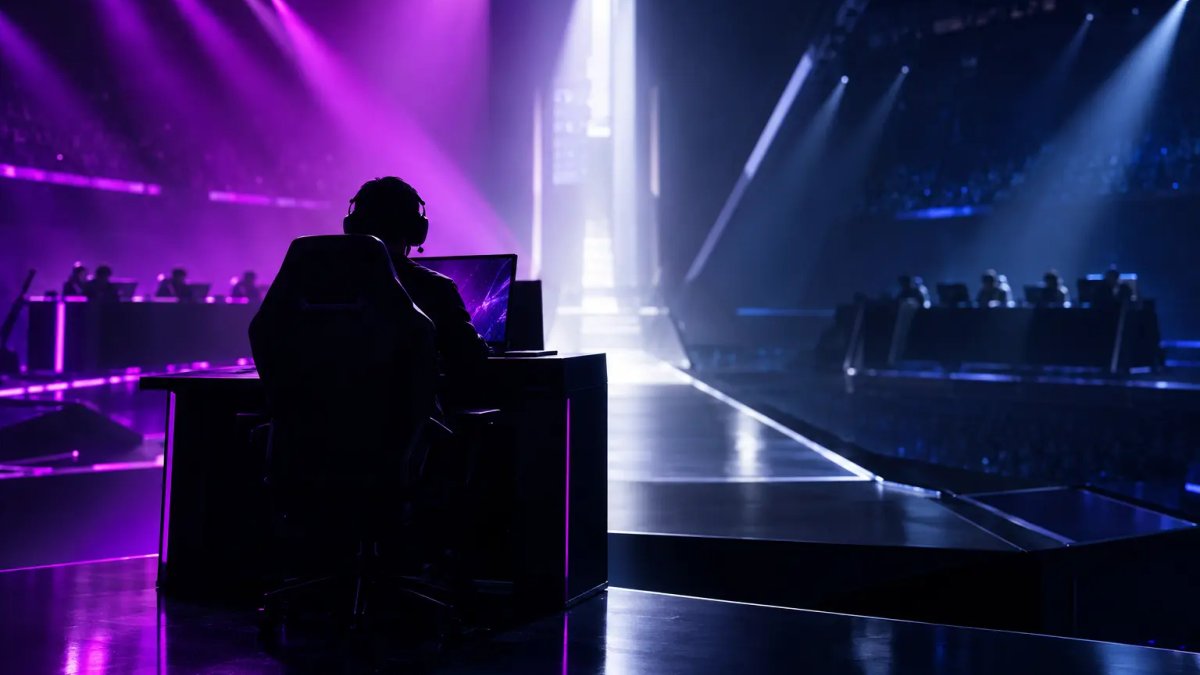 Escenario de una arena de esports que ilustra las contrastadas victorias de G2 y Vitality en los cuartos de final de Shanghai