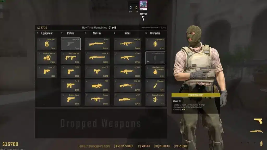  menu d’achat de CS2 