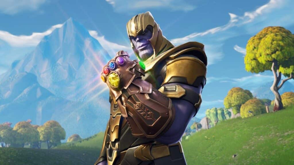 Thanos position attaque skin Marvel Fortnite