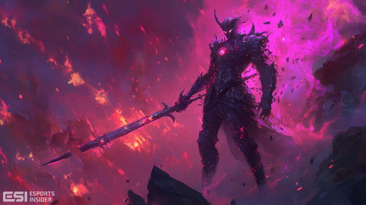 personnage de league of legends entouré de flammes
