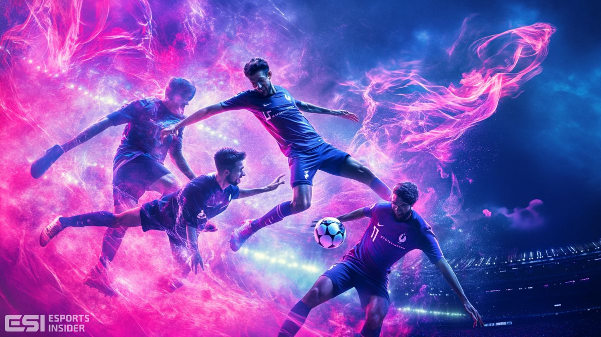 joueurs de foot faisant dans diverses positions et mouvements relatifs à un match de foot