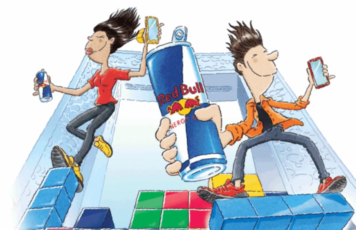 Illustratie red bull Tetris