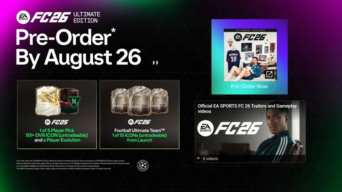Pre-order informatie van EA Sports FC 26.
