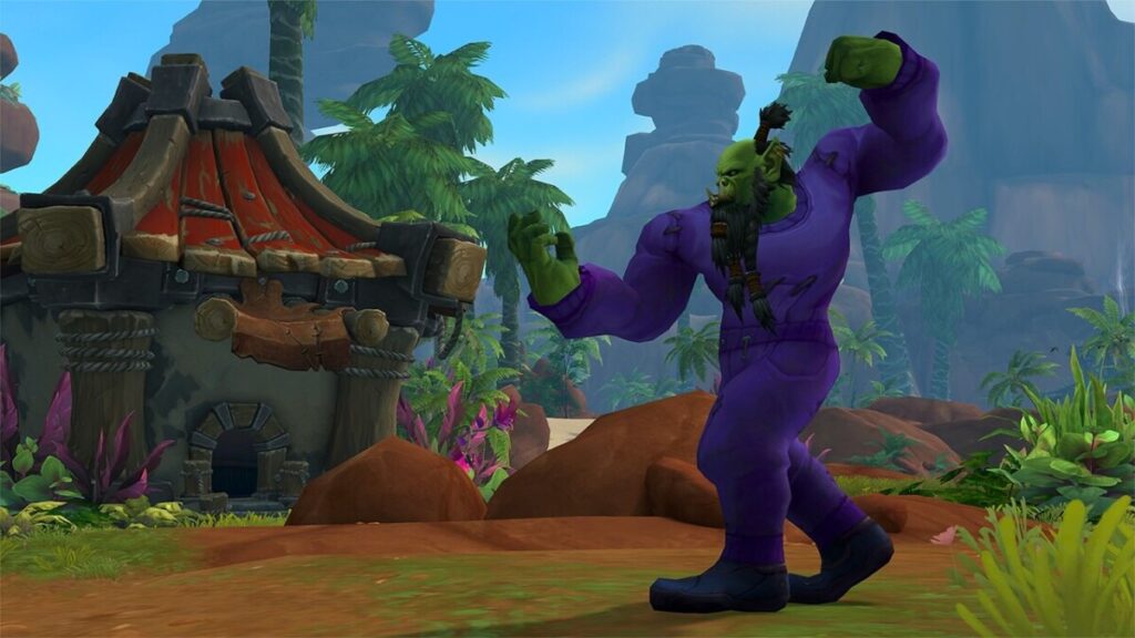 De Violet Sweatsuit transmog set, te verdienen met Twitch Drops