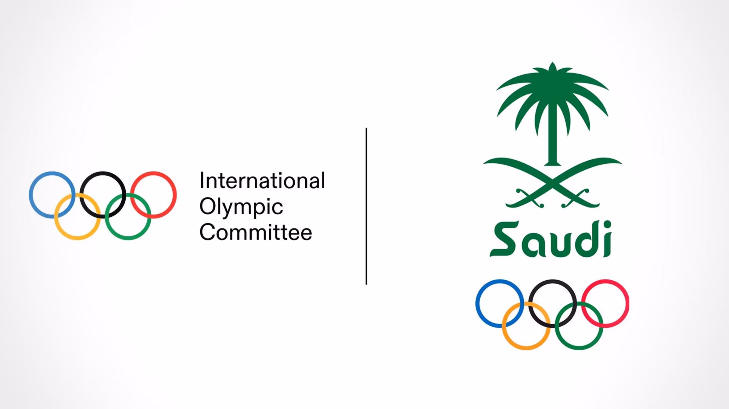 Het logo van de Olympische Spelen, met de Olympische Esports Games en Saoedi-Arabië