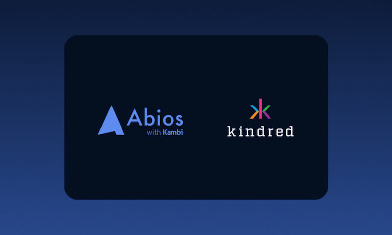 Kindred Group och Abios logotyper, som markerar deras nya esportsbetting-partnerskap