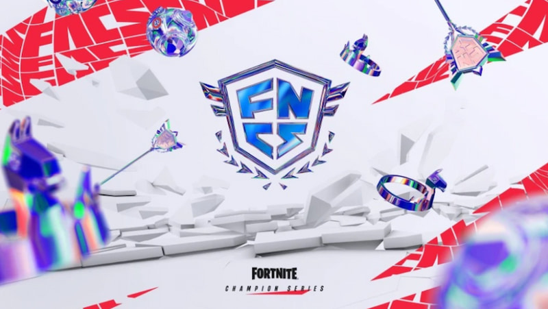 Officiella loggan för FNCS (Fortnite Champion Series) på en vit bakgrund