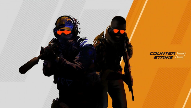 Två Counter-Strike 2-karaktärer i stridsposition med CS-logotypen vid sidan.