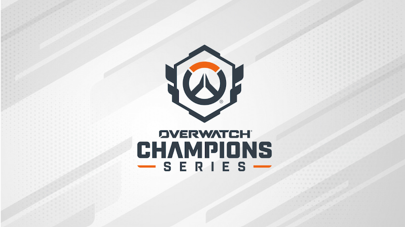 Logga för Overwatch Champions Series med texten "Overwatch Champions Series" i stiliserad design.