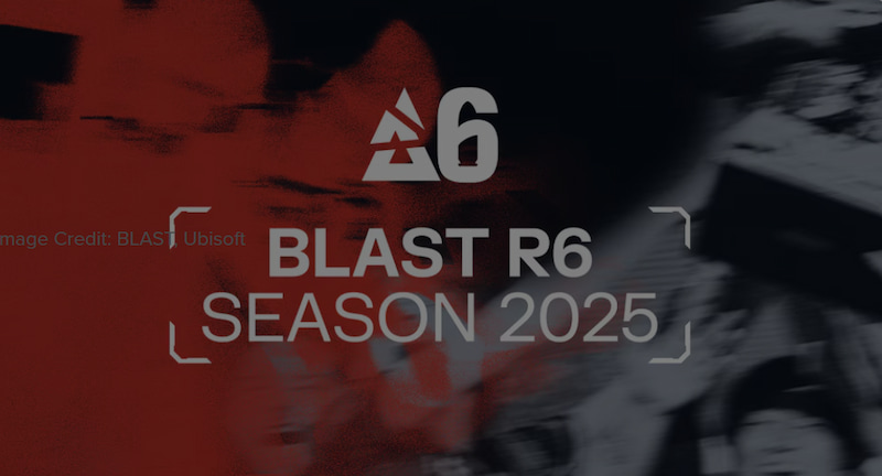 Bild med texten "BLAST R6 Season 2025" och Rainbow Six-logotypen.