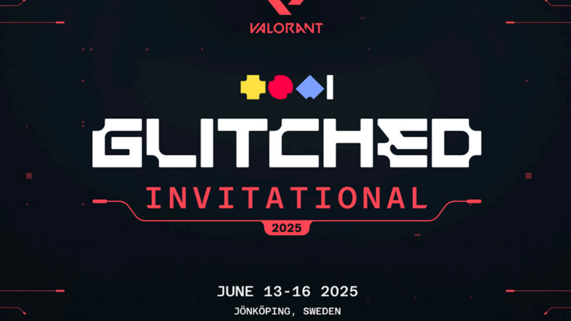Affisch för Valorant Glitched Invitational 2025, 13–16 juni i Jönköping, Sverige.