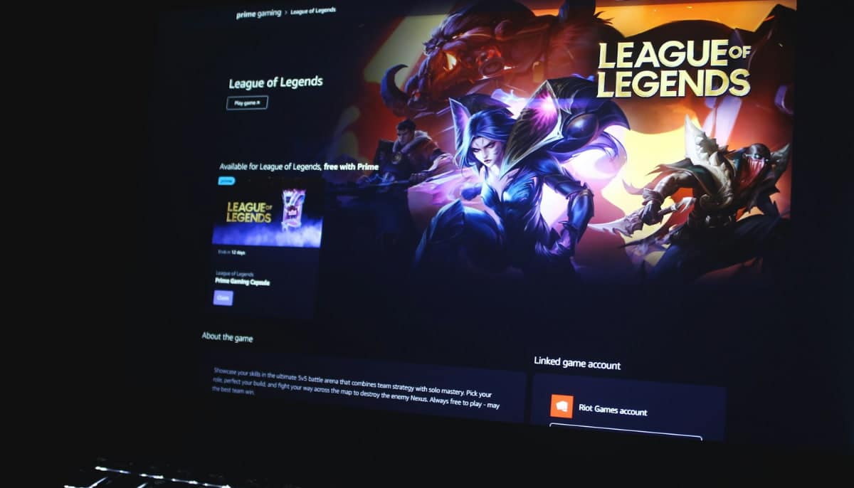 En skärm som visar League of Legends på Prime Gaming.