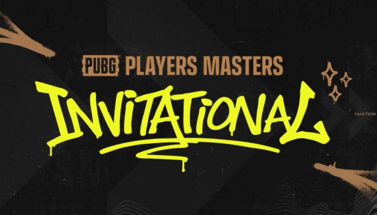 Logotyp för PUBG Players Masters Invitational med stiliserad gul text mot mörk bakgrund