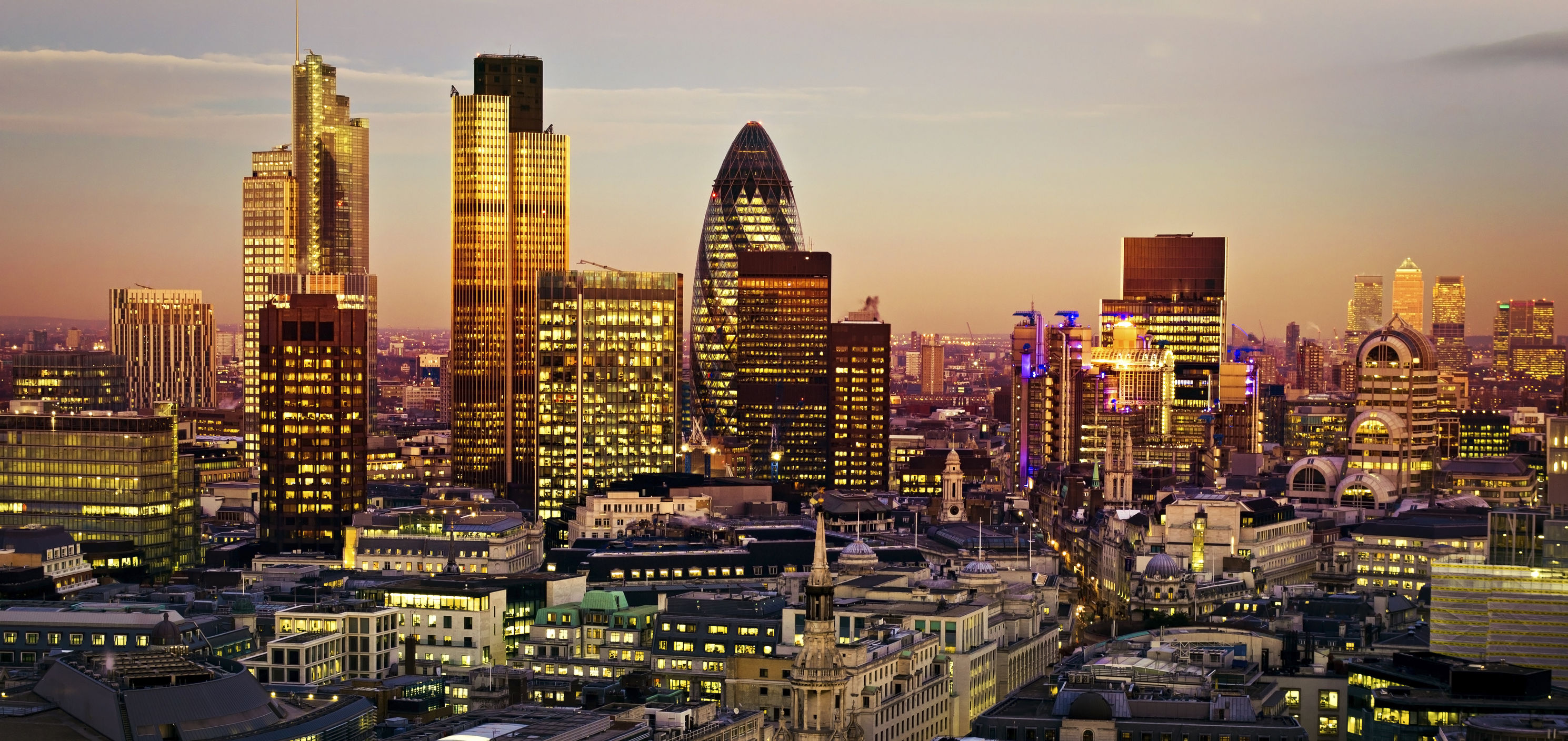 43753401 - city of london one of the leading centres of global finance.this view includes tower 42 gherkin,willis building, stock exchange tower and lloyds of london and canary wharf at the background.