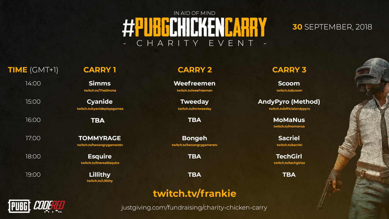 #PUBGChickenCarry Schedule