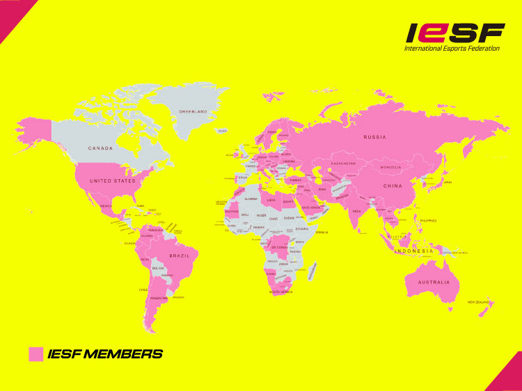 International Esports Federation world map