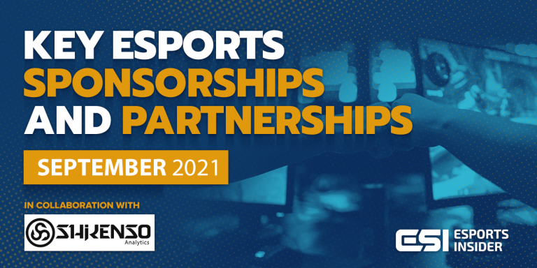 Key esports sponsorships and partnerships, September 2021