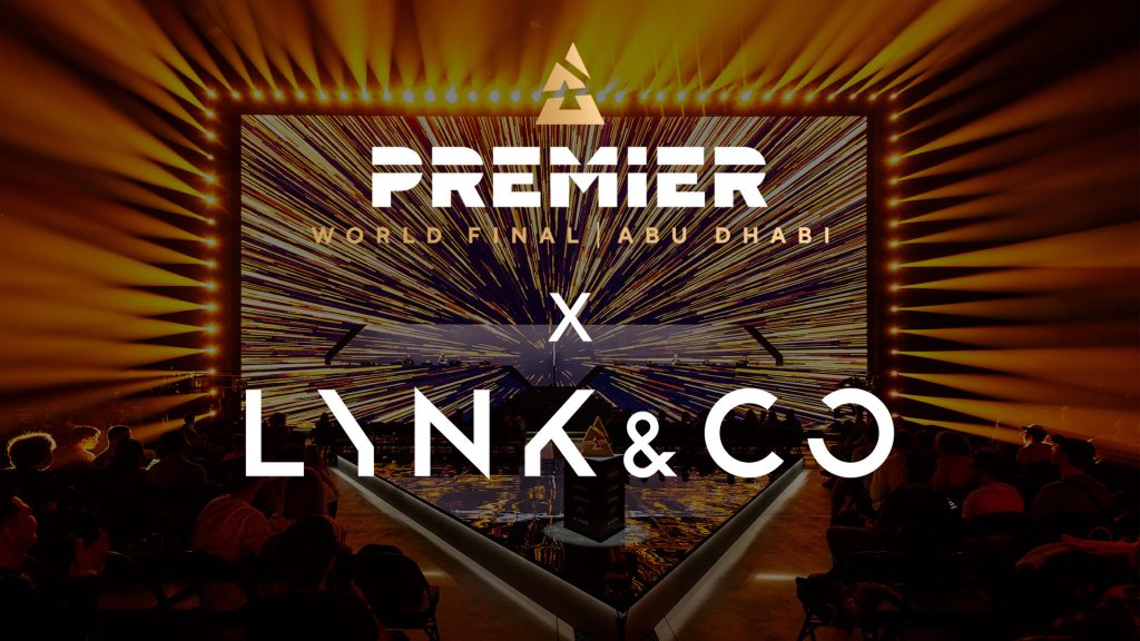 Image of BLAST Premier and Lynk & Co logos on background of Counter Strike esports event