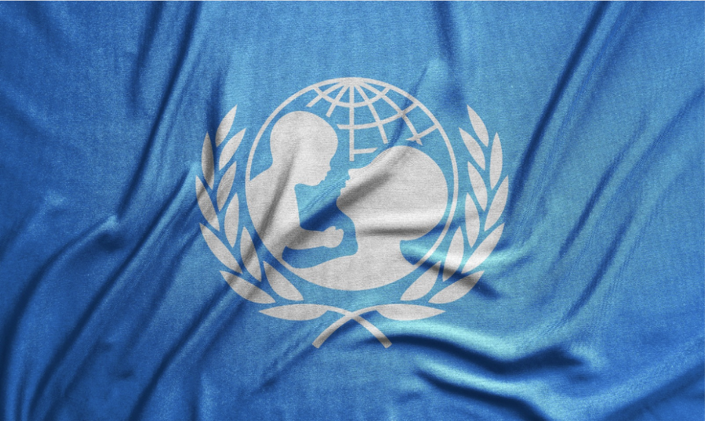 UNICEF logo on flag