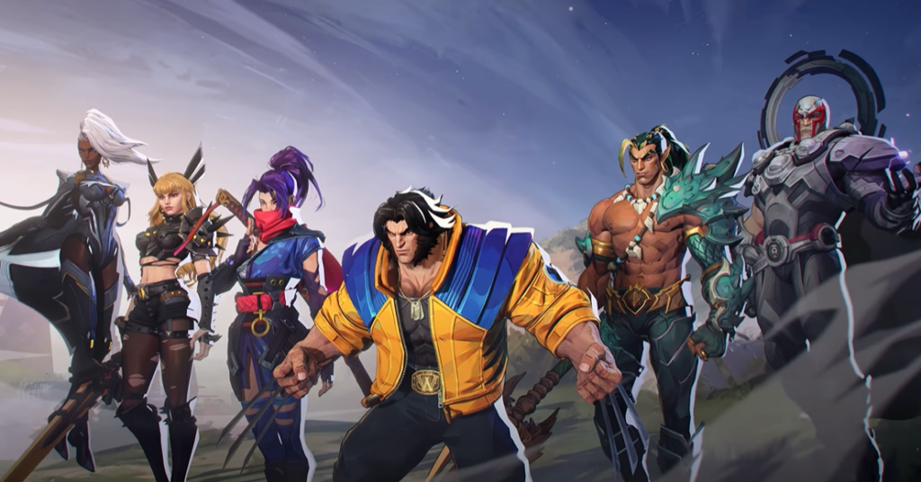 Marvel Rivals characters Wlverine, Storm, Magik, Psylocke, Namor, and Magneto