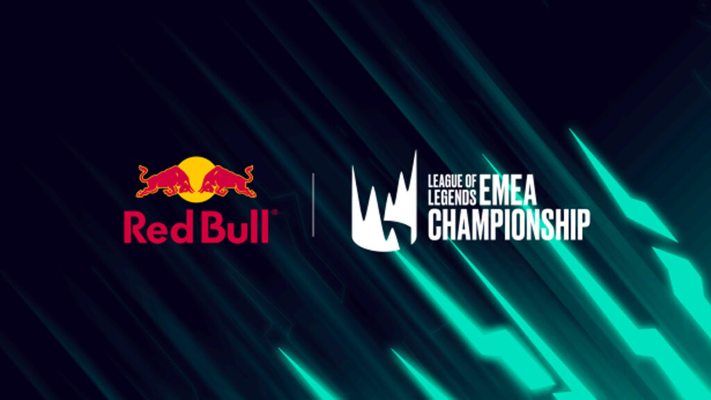 Image of Red Bull and LEC logos on a dark blue and cyan background