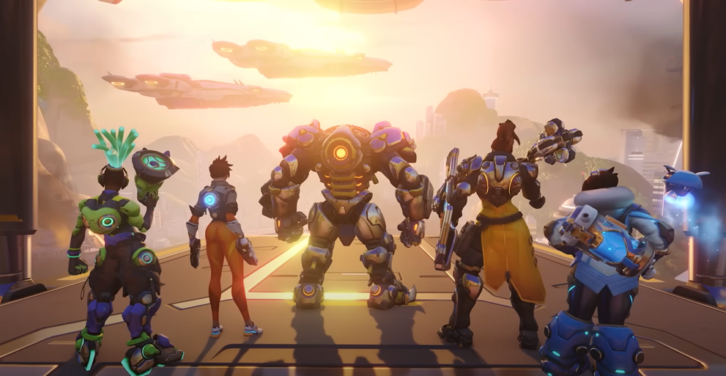 Overwatch 2 Reinhardt, Tracer, Mei, Lucio and Brigitte from story missions