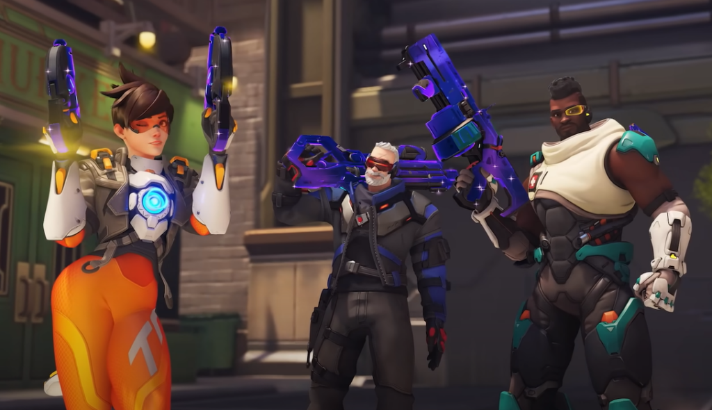 Overwatch 2 heroes Soldier 76, Tracer, and Baptiste