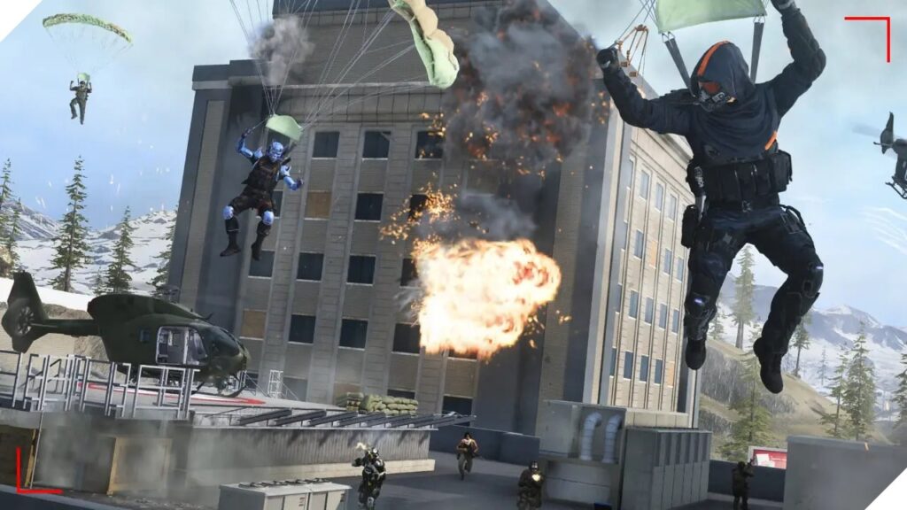 Soldiers gliding in Call of Duty