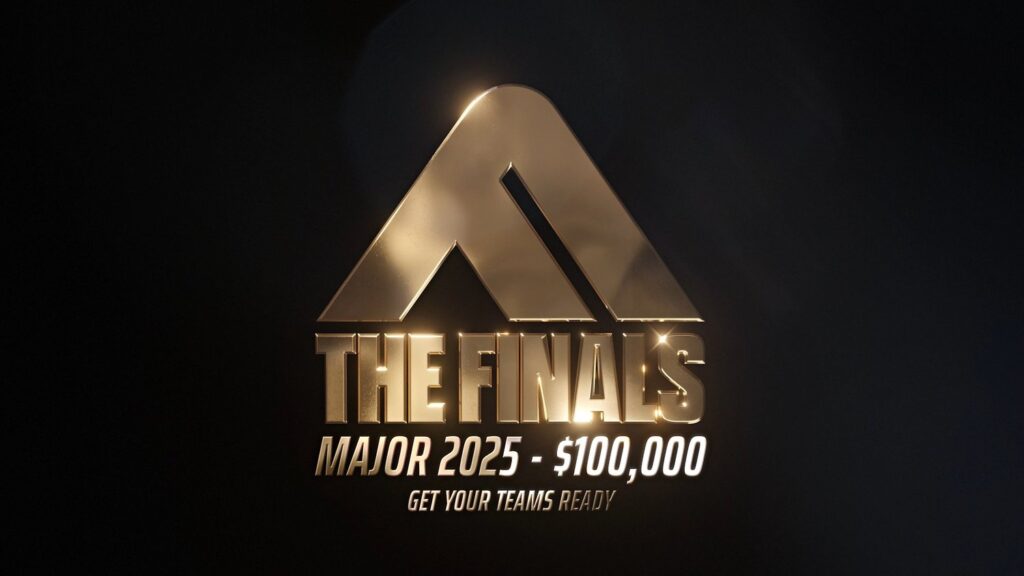 Logo for "The Finals," featuring the text "MAJOR 2025 - $100,000" on a black background, inviting teams to prepare for the event.
