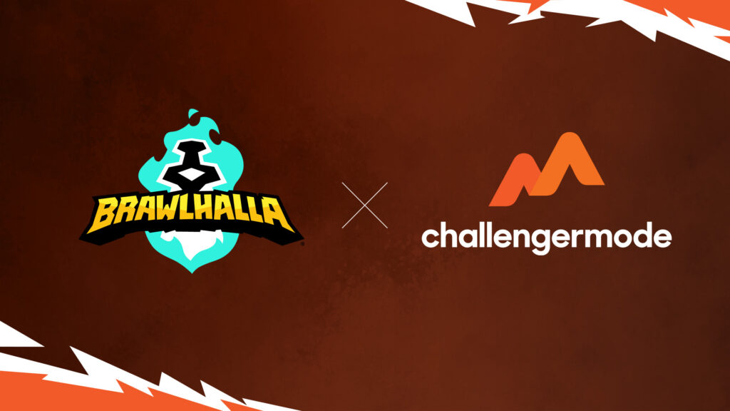 Image of Brawlhalla and Challengermode logos on a dark red background
