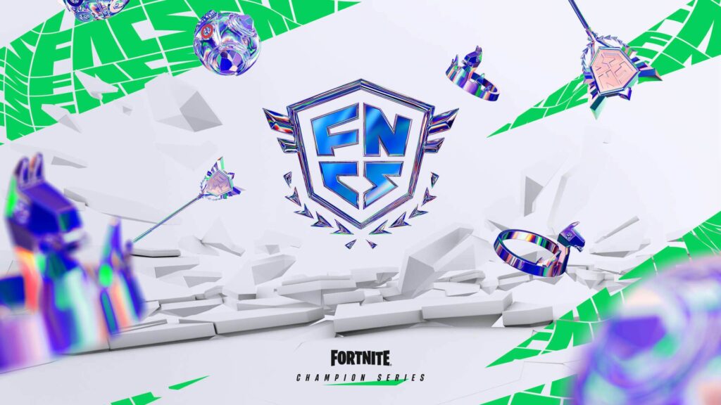 Image of FNCS logo on a grey, green, and blue background