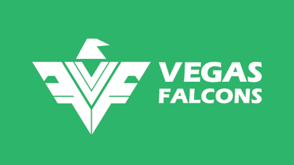 Image of Vegas Falcons logo on a light green background