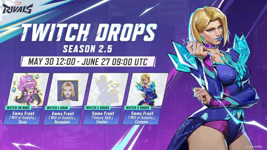 Marvel Rivals Season 2.5 Twitch drops informational keyart
