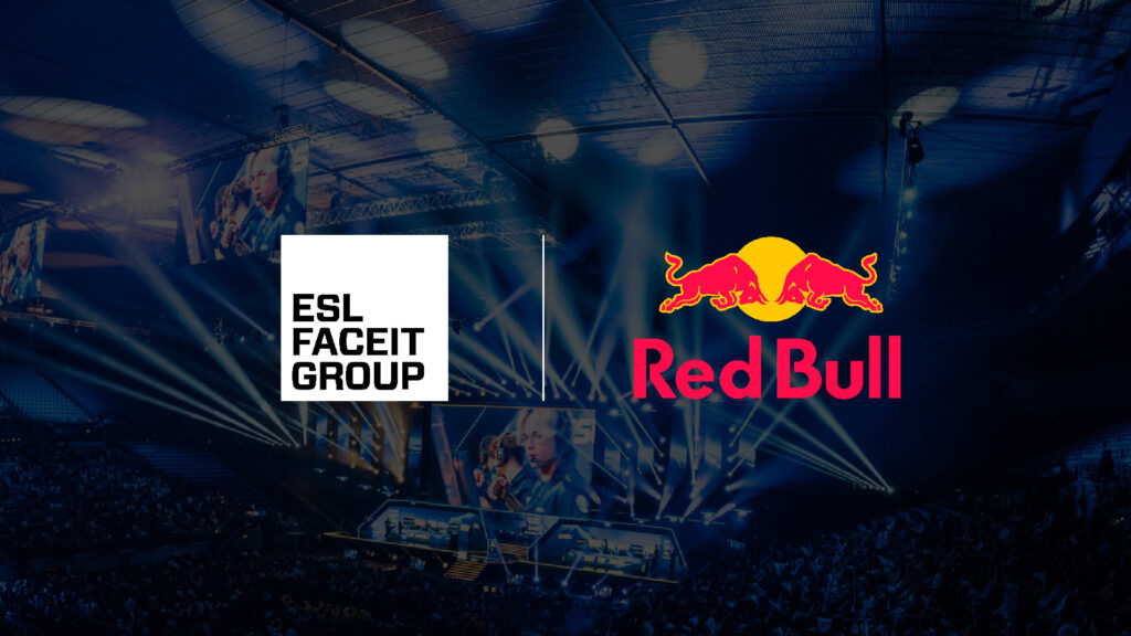 Image of ESL FACEIT Group and Red Bull logos on a blue background of an esports event
