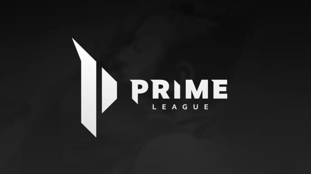 Image of white Prime League logo on a black background