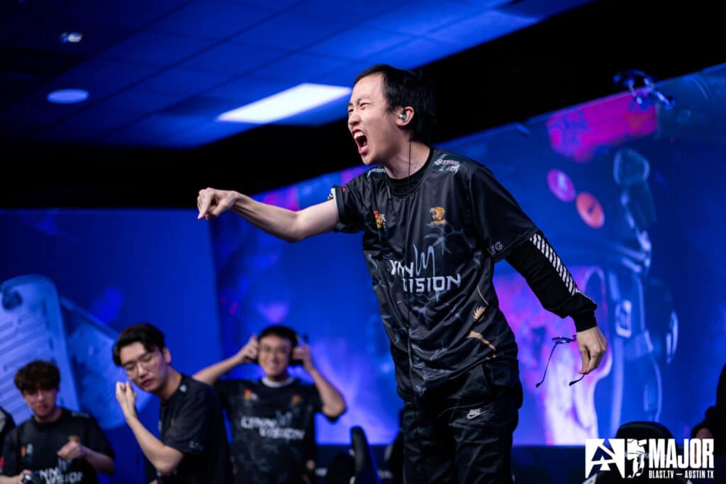 Image of Lynn Vision Gaming player celebrating victory at BLAST Austin Major
