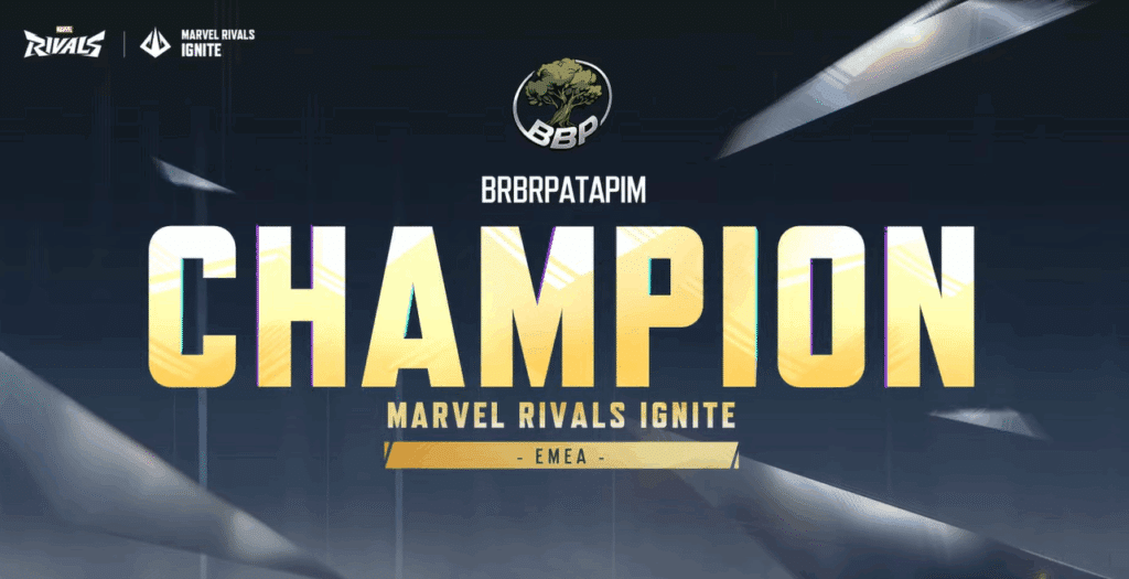Marvel Rivals Ignite EMEA Stage 1 champions Brr Brr Patapim title card
