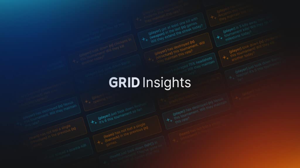 Image of GRID Insights logo on a dark blue and orange backround featuring AI generated messages