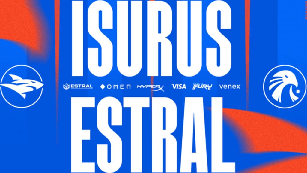 Image of Isurus Estral logo on a blue and orange background