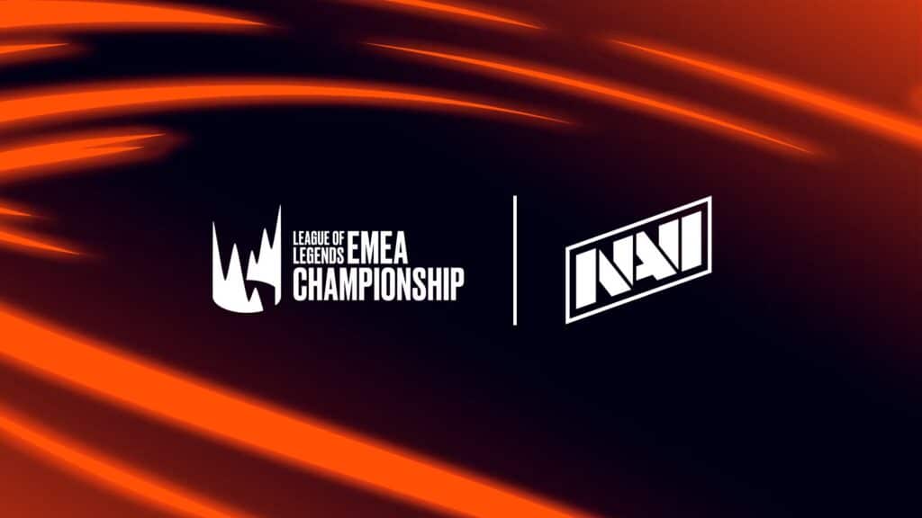 Image of LEC and NAVI logos on a dark blue and orange background