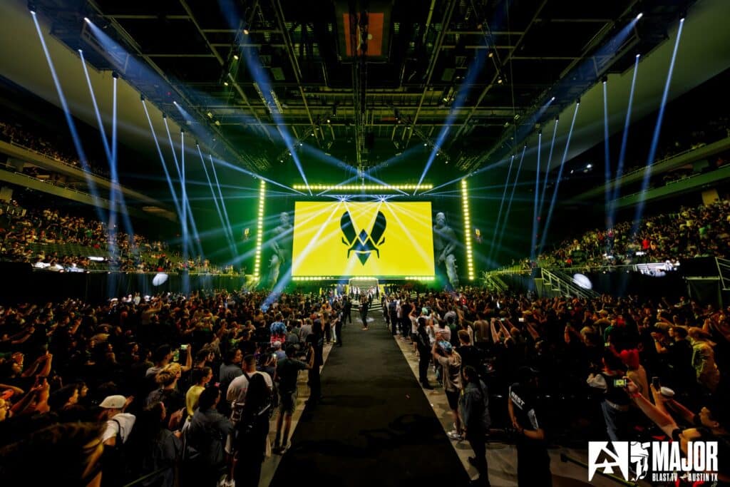 Image of Team Vitality logo displayed on screen at BLAST Austin Major
