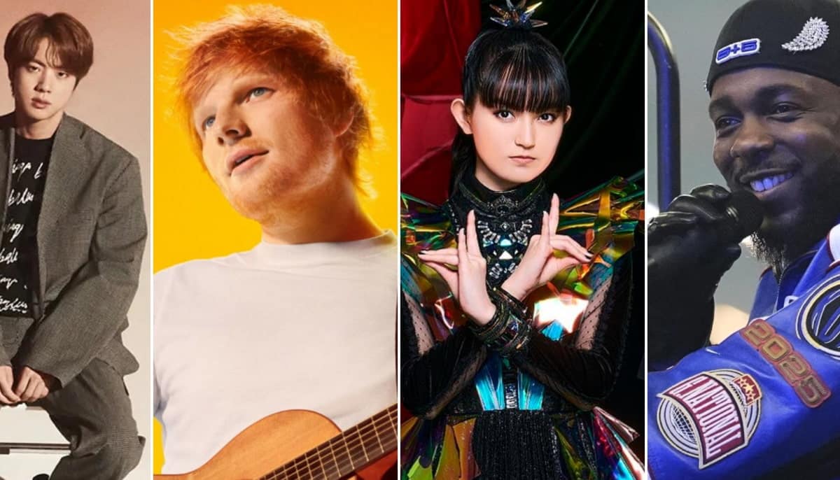 A photo collage with the world's pop stars