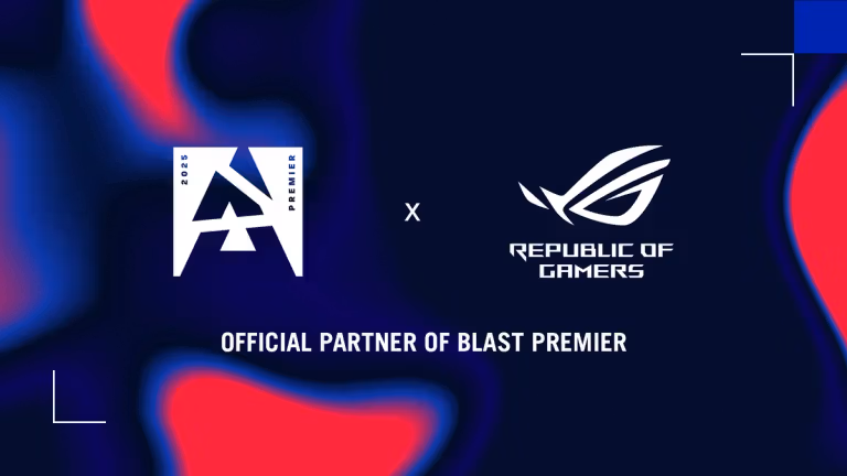BLAST and ASUS ROG partnership 2025 announcement graphic featuring brand logos