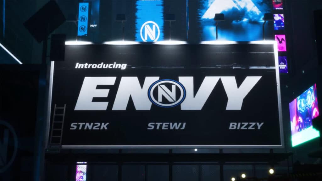 Image of Team ENVY logo on a billboard within The Finals