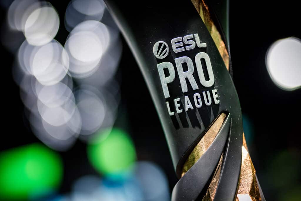 Image of ESL Pro League trophy on a blurred background