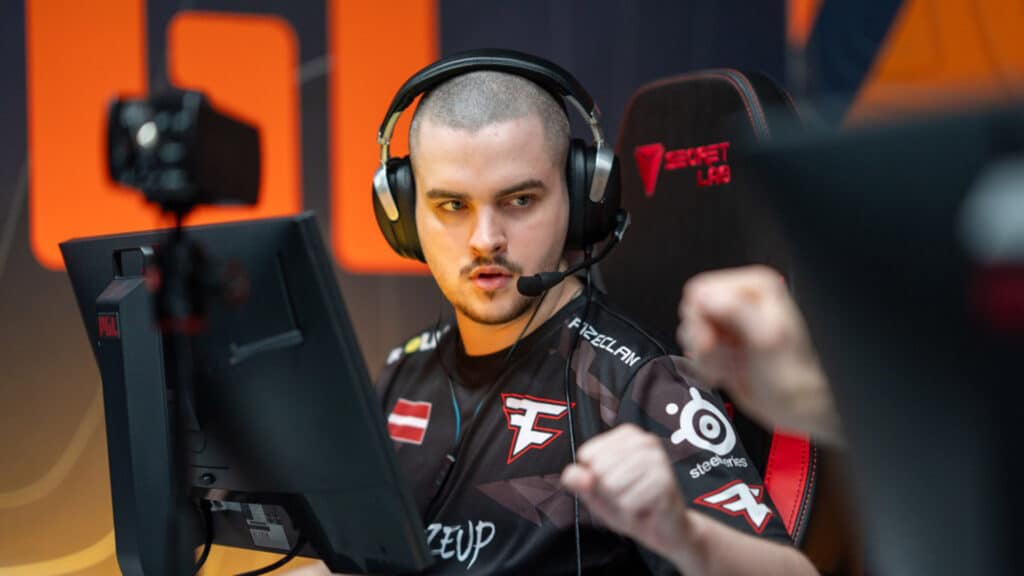 Image of Broky wearing FaZe Clan jersey while competing at Counter-Strike event
