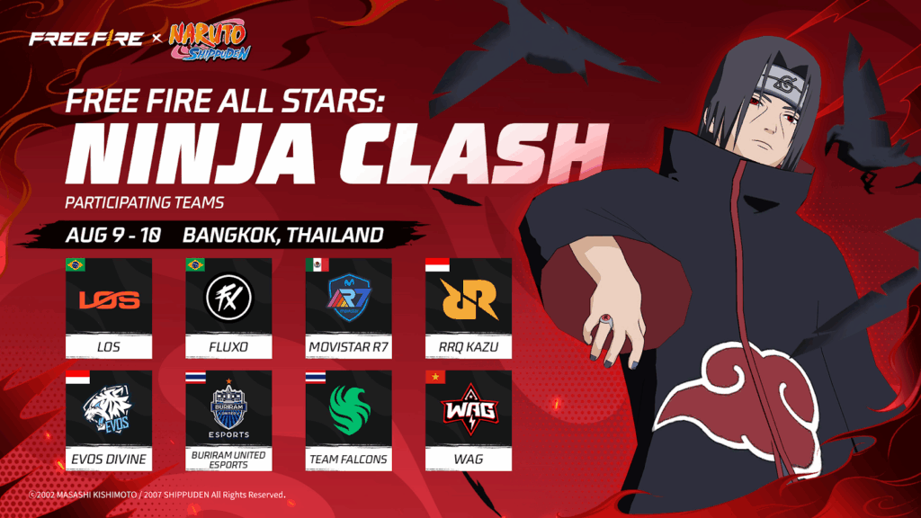 Free Fire All Stars: Ninja Clash participating teams